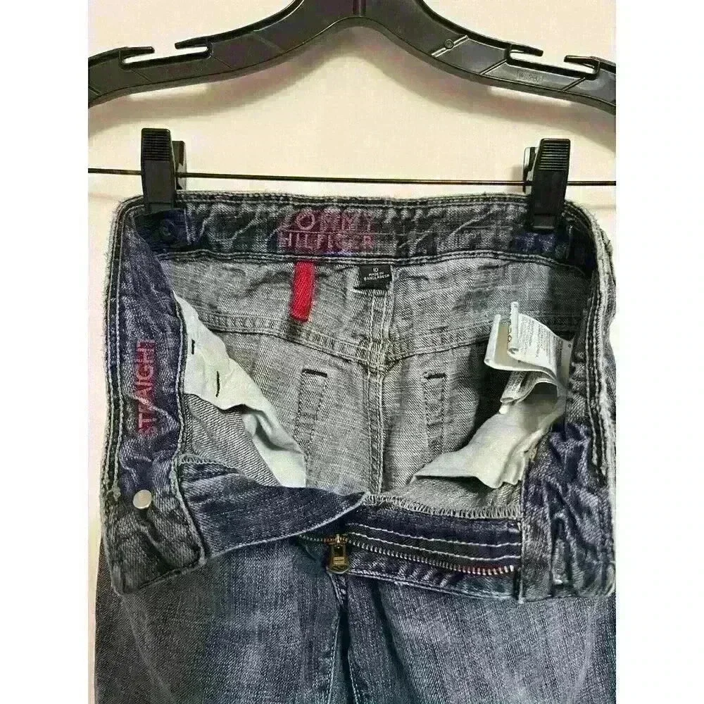 Tommy Hilfiger Boys Sz 10 Reg Adjustable Waistband Straight Leg Dark Denim A0012